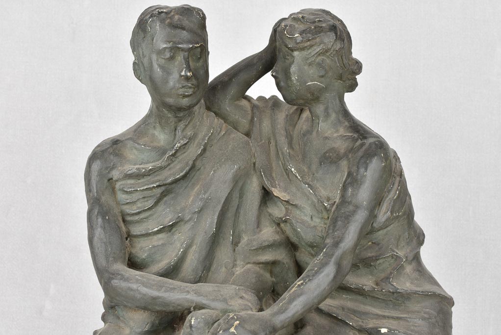 Aged Draped Couple Antique Art