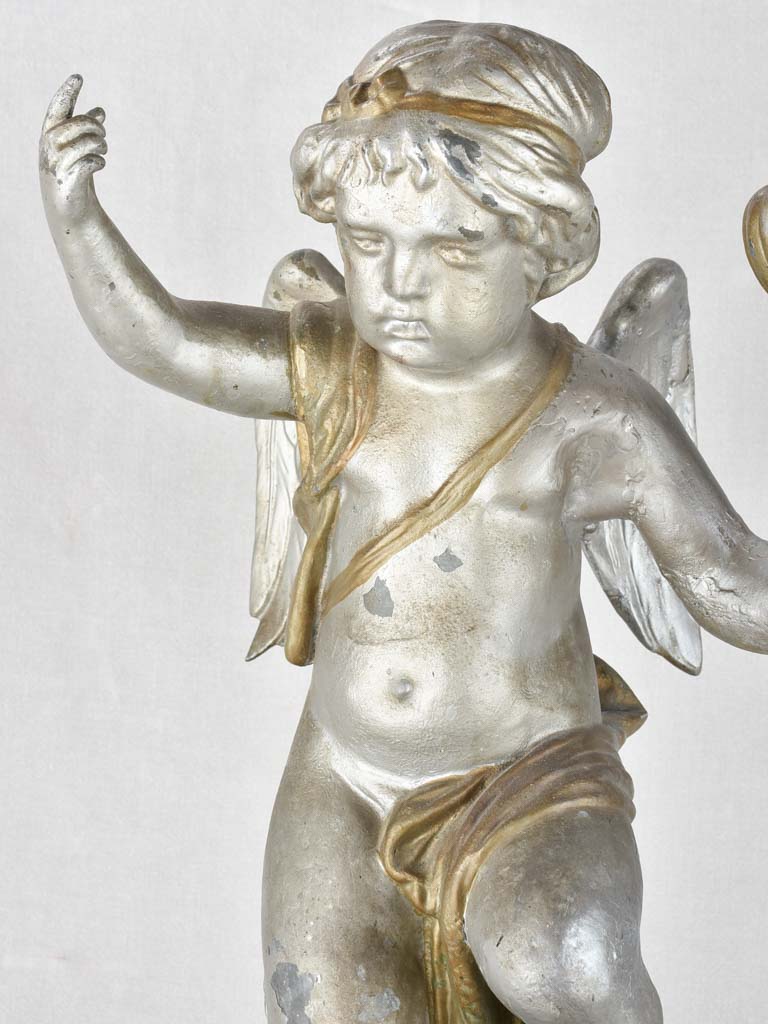 Majestic 19th-century electrified cherub statue