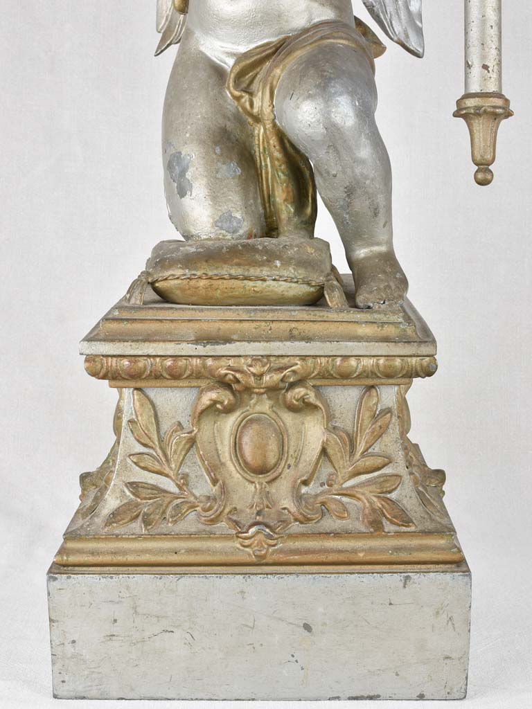 1800s electrifiable zinc cherub tableau