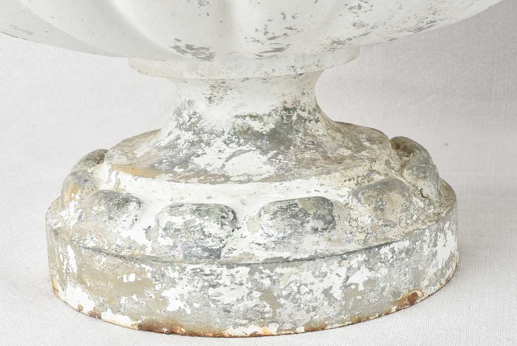 Pair of Chambord cast iron garden urns - white patina 16¼"