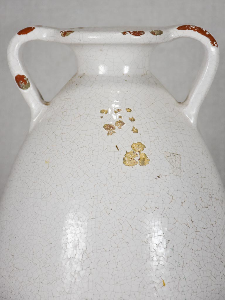 Large water pitcher with crackled white glaze - 1950s 11¾"