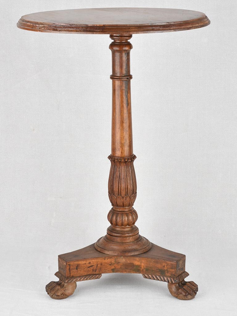 19th century French round side table with lion's paw feet