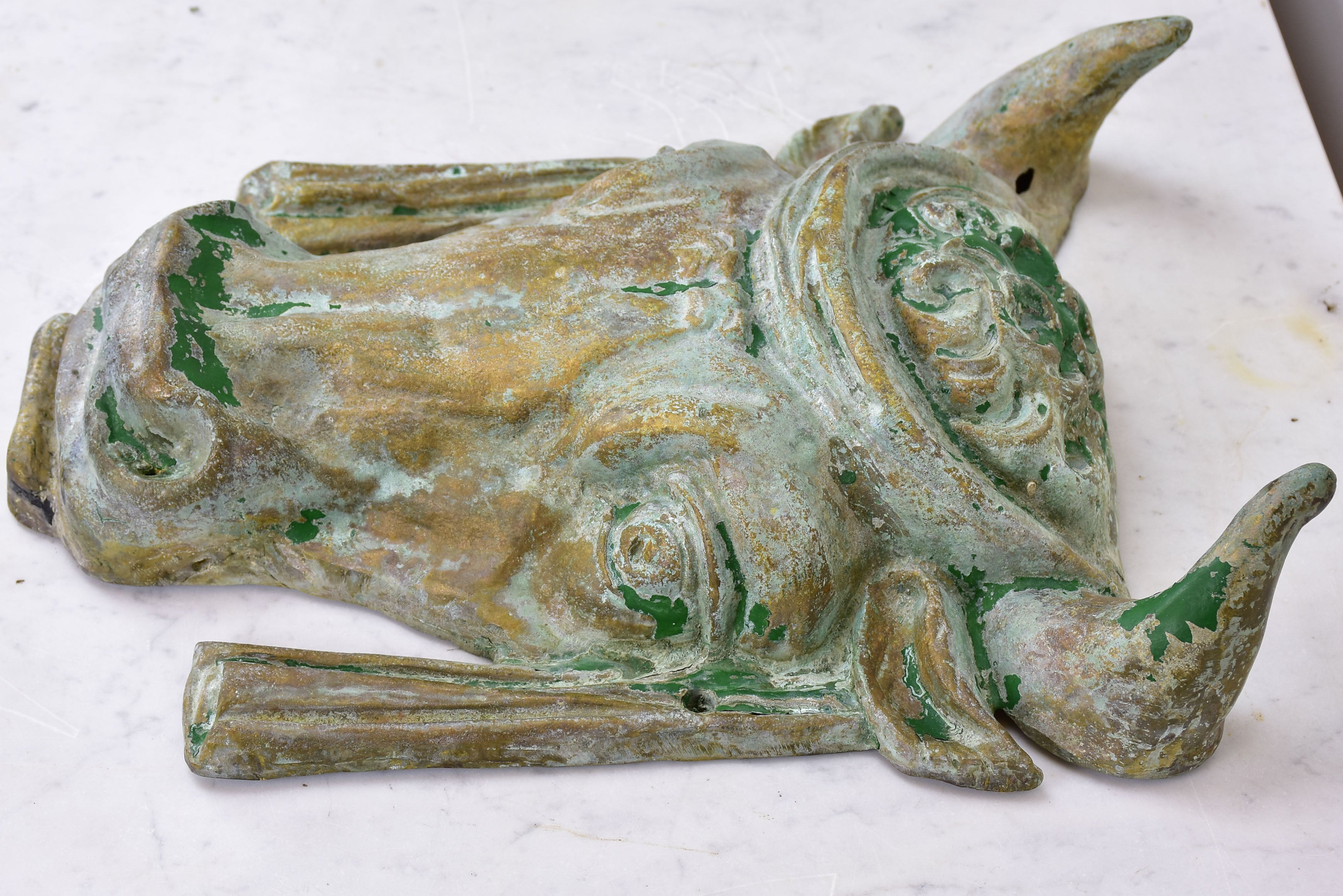 Antique French bull's head from a butcher shop