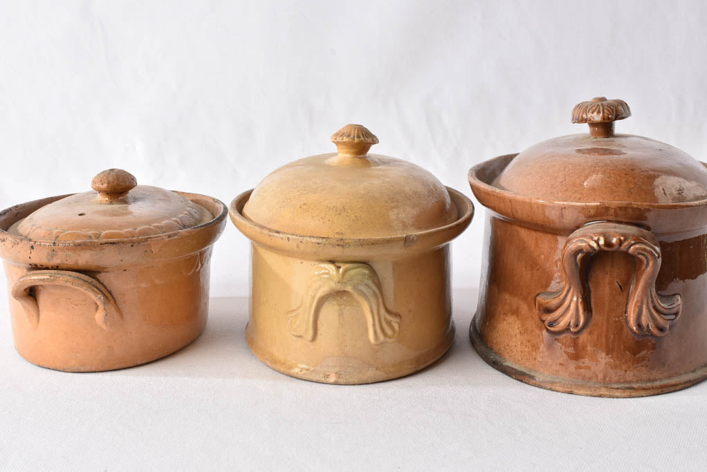 3 x 19th century lidded oven dishes - terrines