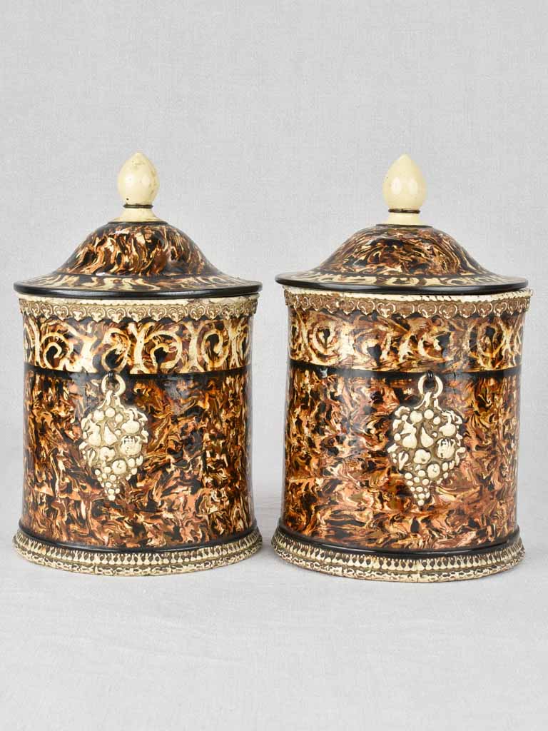 Unique Nougatine Patterned Lidded Jars