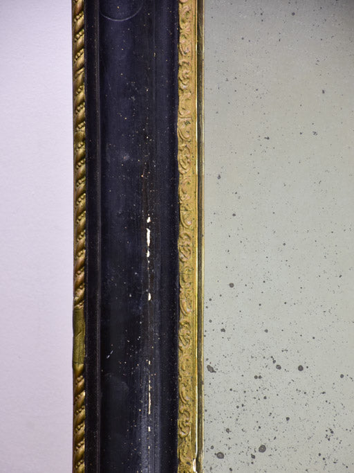 Large antique French mirror with black and gold frame 31" x 39½"