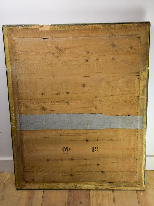 Large antique French mirror with black and gold frame 31" x 39½"