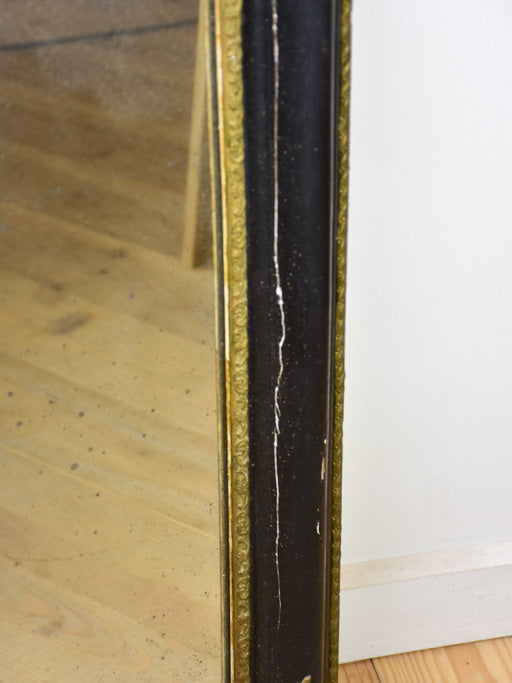 Large antique French mirror with black and gold frame 31" x 39½"
