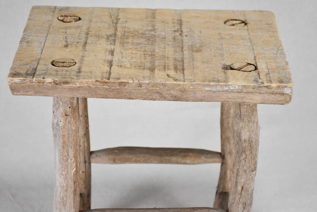 Small rustic wooden stool - rectangular 12½"
