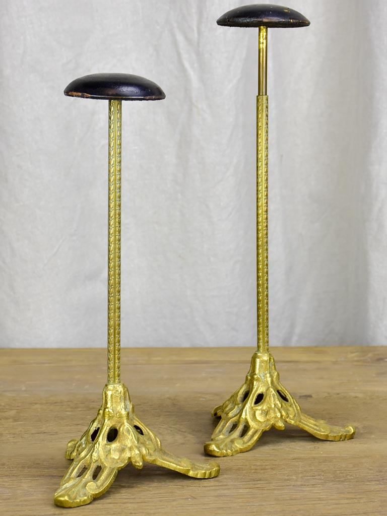 Pair of adjustable antique French hat stands