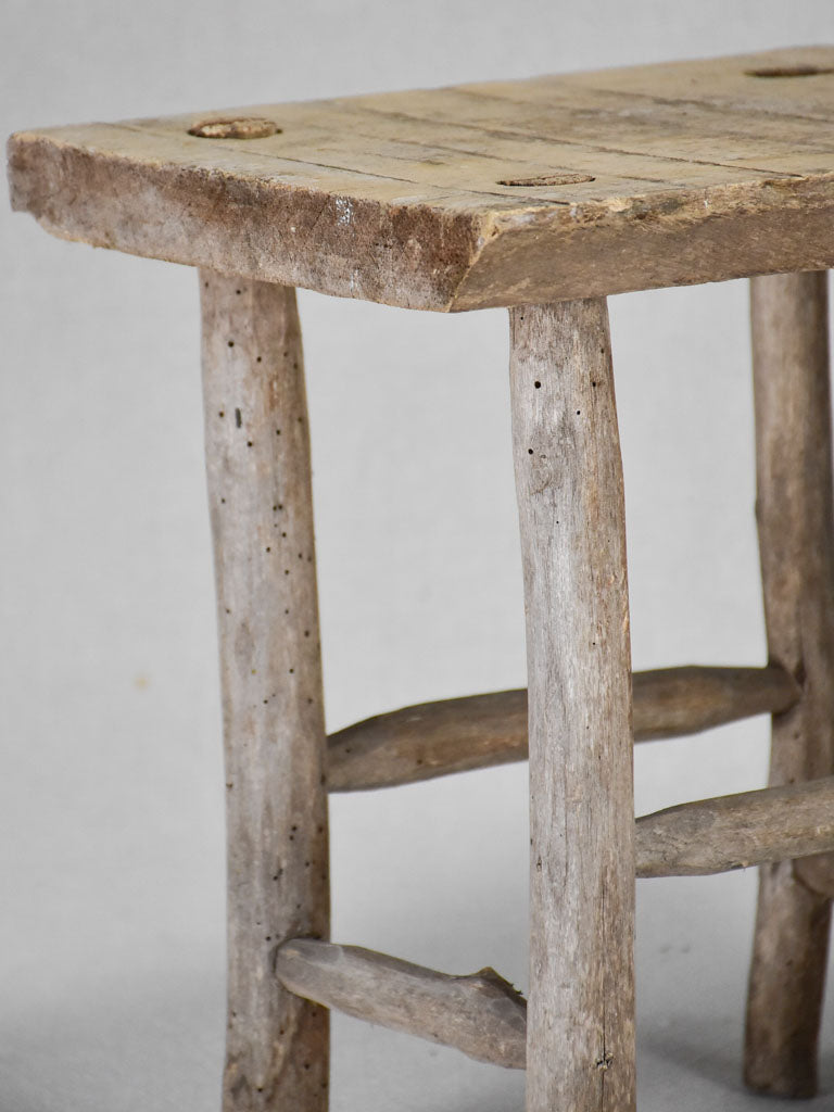 Small rustic wooden stool - rectangular 12½"