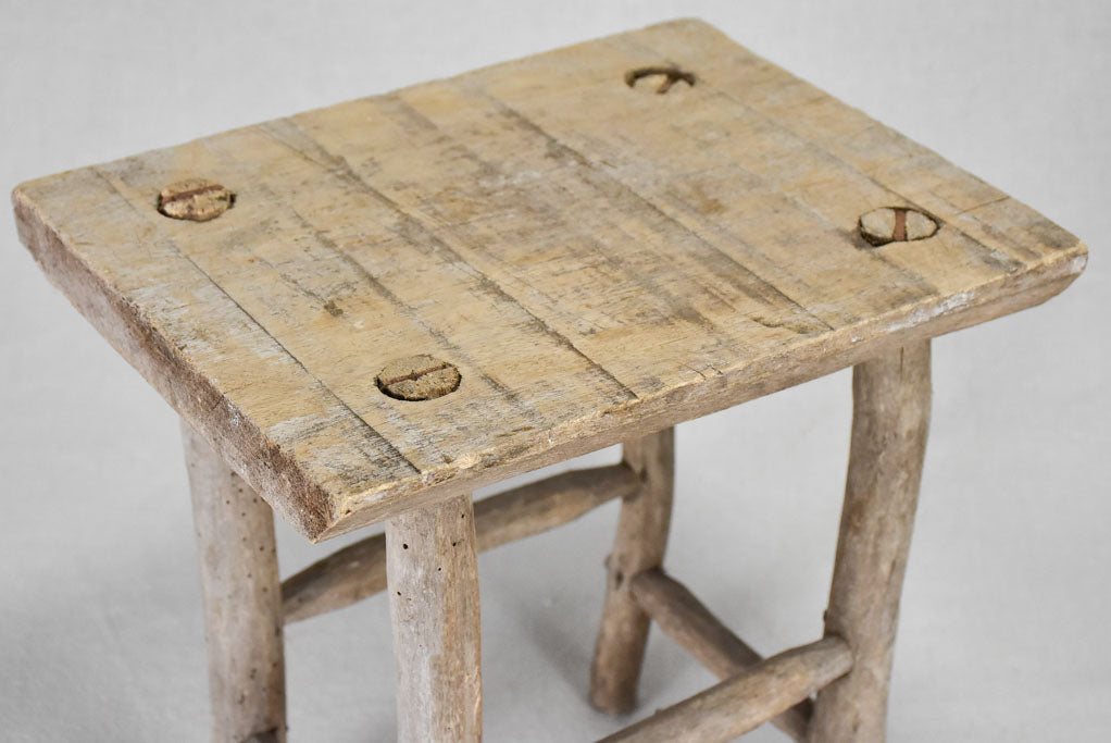 Small rustic wooden stool - rectangular 12½"