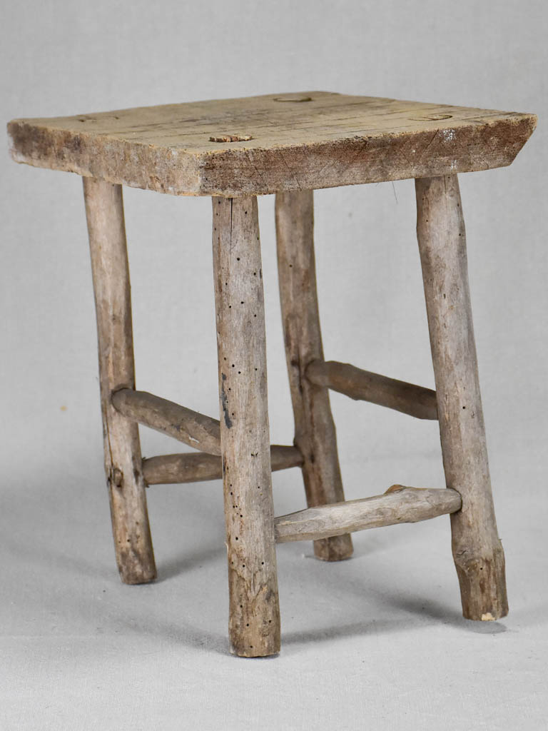 Small rustic wooden stool - rectangular 12½"