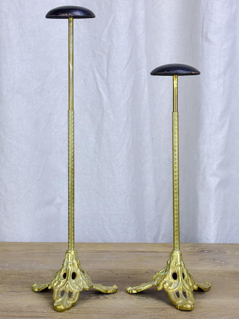 Pair of adjustable antique French hat stands