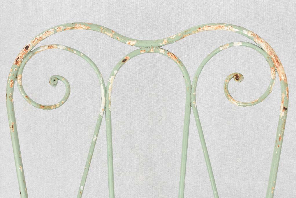 Pair of 1950s garden armchairs with green patina