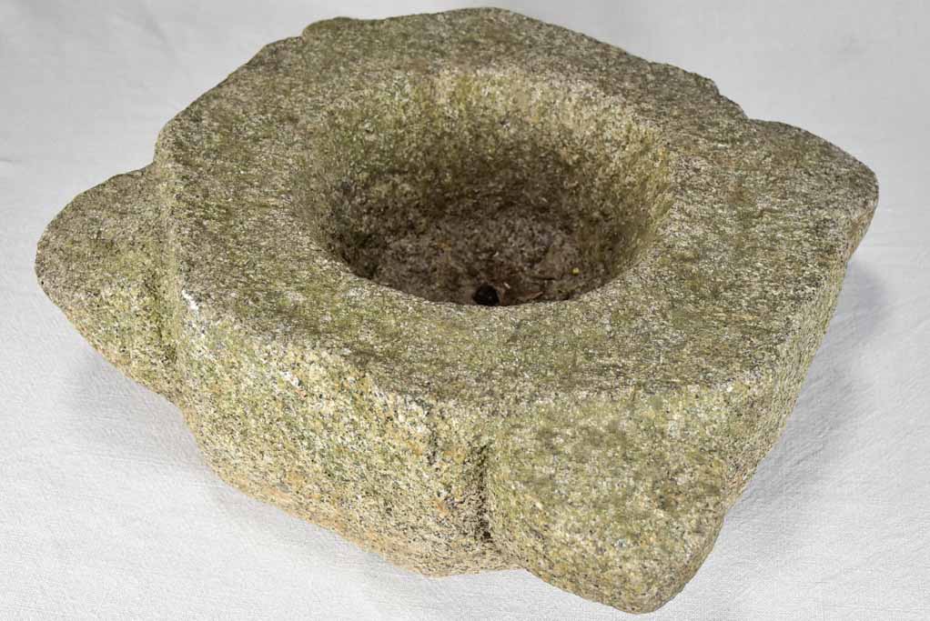 Spectacular 17th-century granite mortar 17" x 13¾"