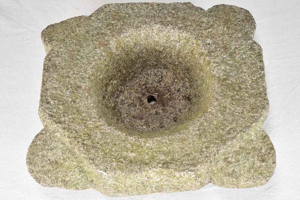 Spectacular 17th-century granite mortar 17" x 13¾"