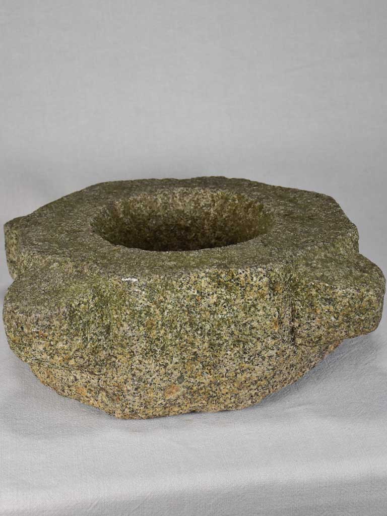 Spectacular 17th-century granite mortar 17" x 13¾"