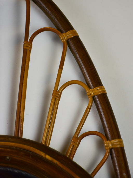 Large vintage French mirror - oval with woven cane frame 43" x 19¾"