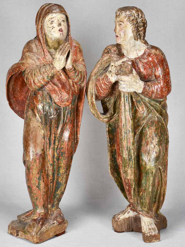 Pair of 16th-century religious statues 24¾"
