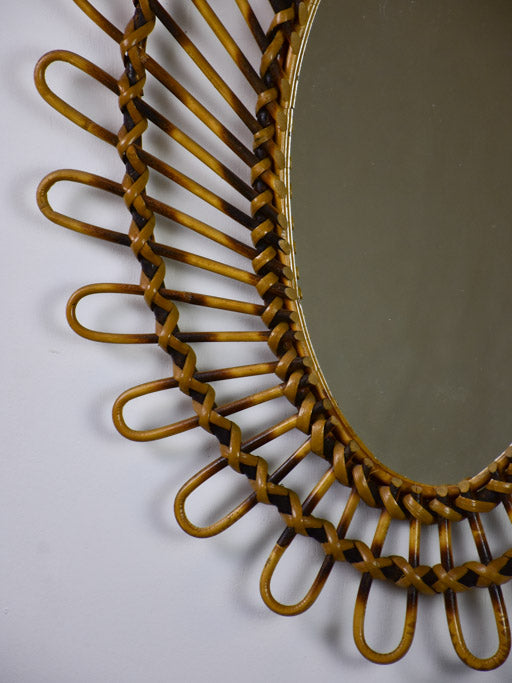 Vintage French mirror - oval with woven cane 18½" x 25½"
