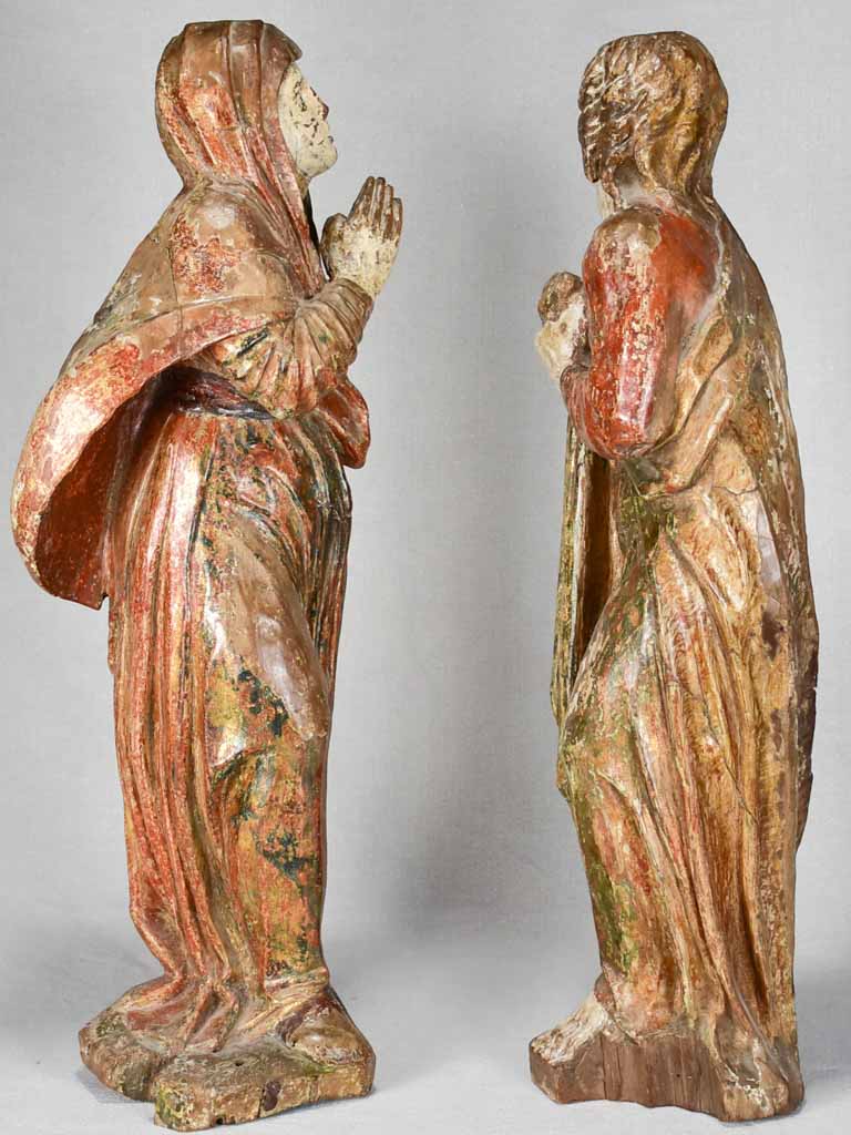 Pair of 16th-century religious statues 24¾"