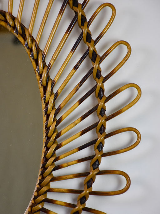 Vintage French mirror - oval with woven cane 18½" x 25½"