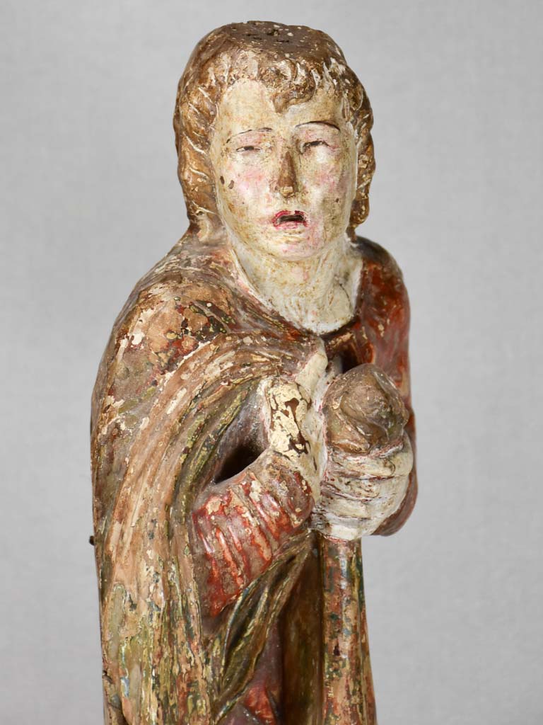 Pair of 16th-century religious statues 24¾"