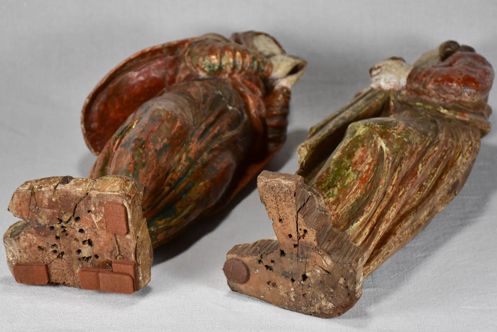 Pair of 16th-century religious statues 24¾"