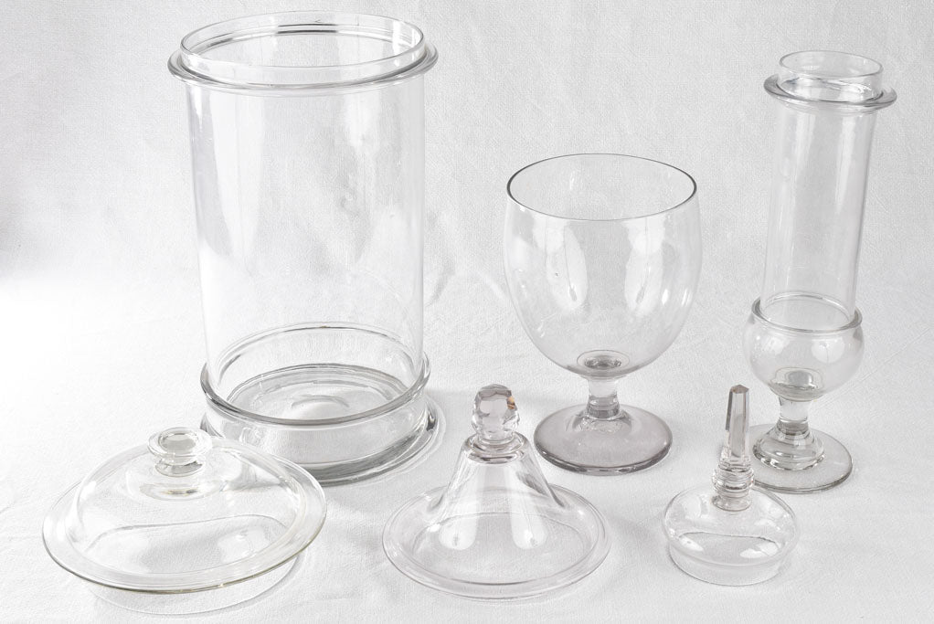 Collection of three lidded blown glass jars 19th century 21¾"