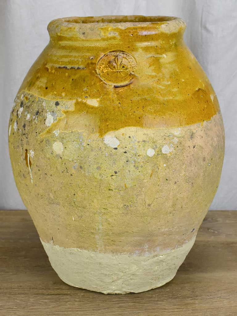 Antique French pot with fleur de lys maker's mark 18½"