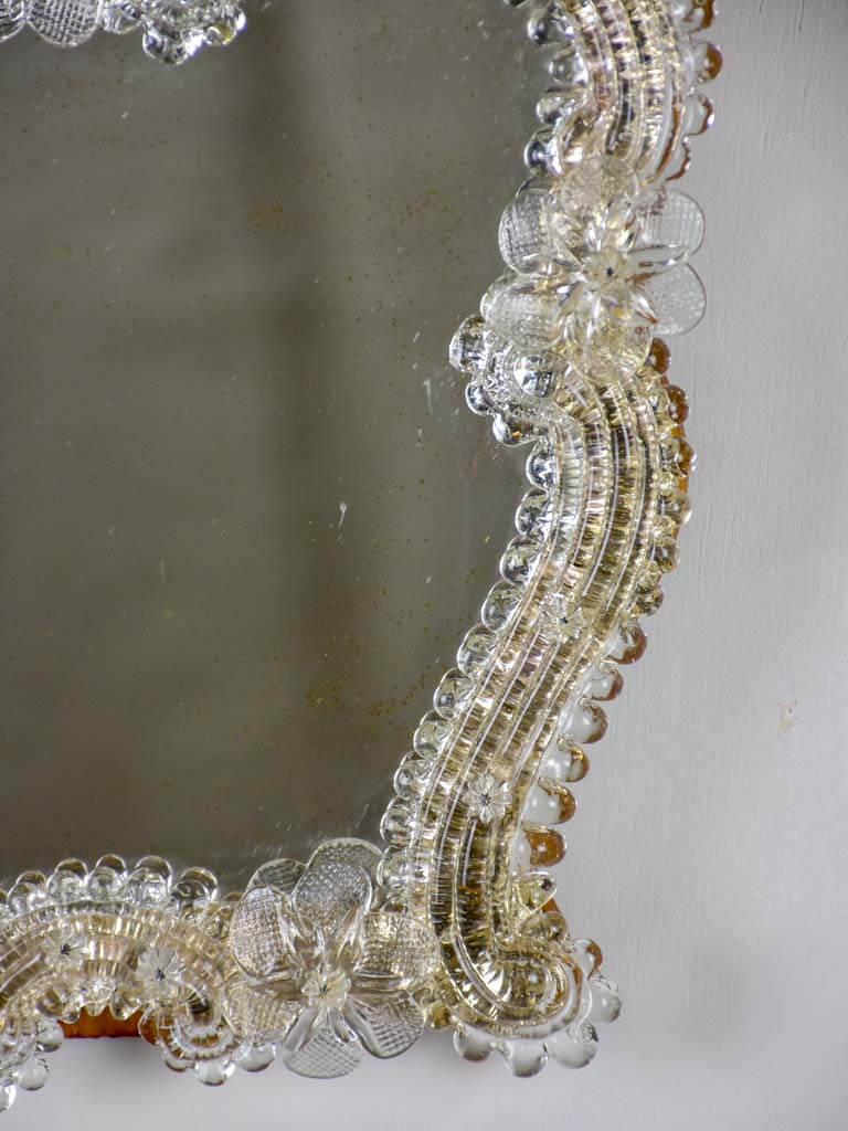 Small vintage Venetian style mirror with flowers