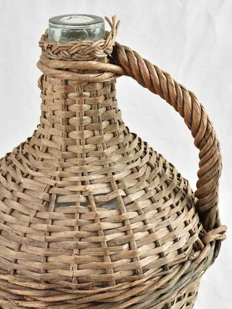 Vintage French demijohn bottle in wicker case 13¾"