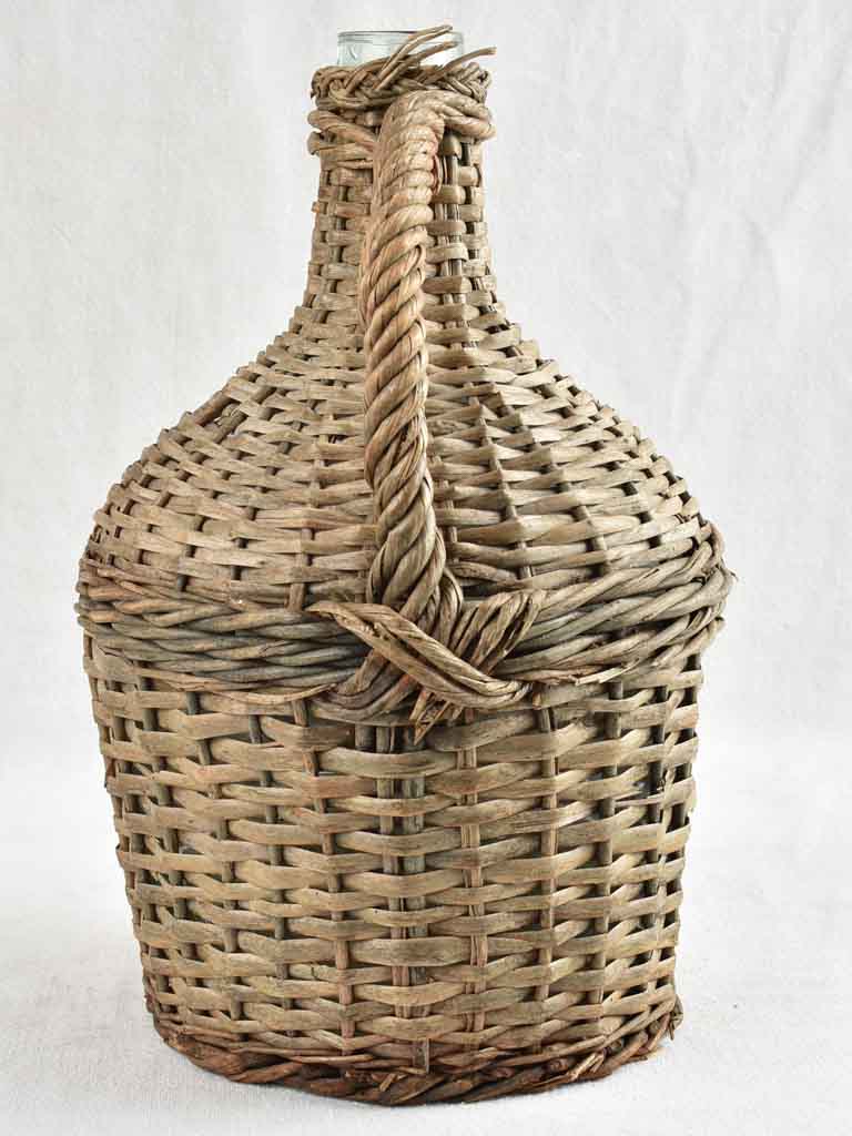 Vintage French demijohn bottle in wicker case 13¾"