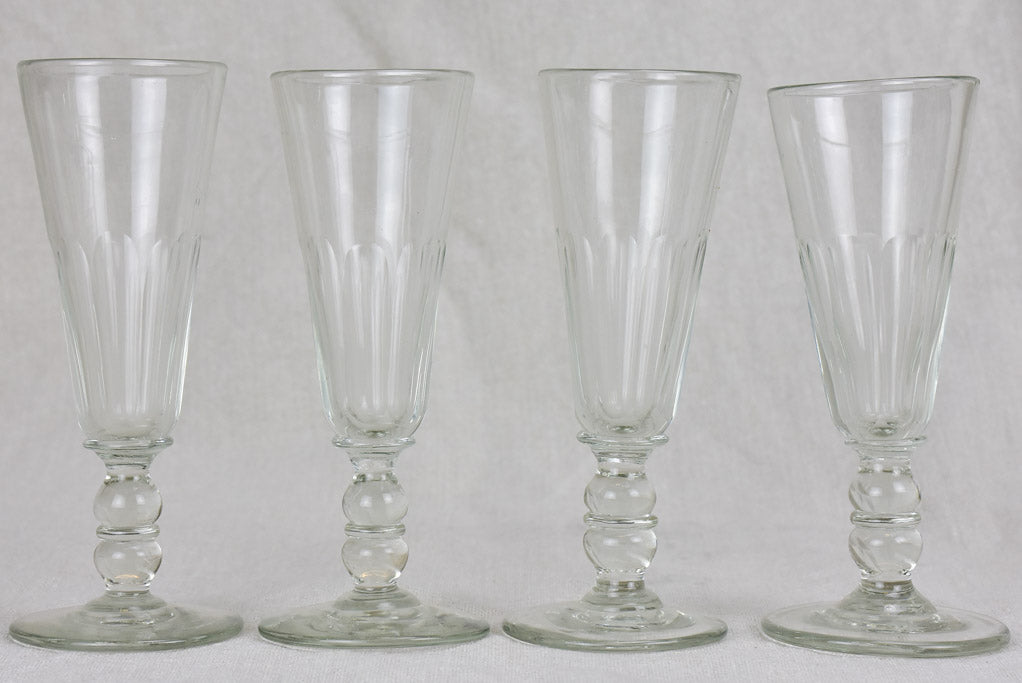 Six 19th Century champagne flutes