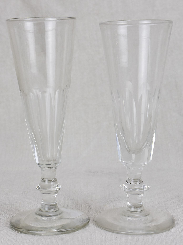 Six 19th Century champagne flutes