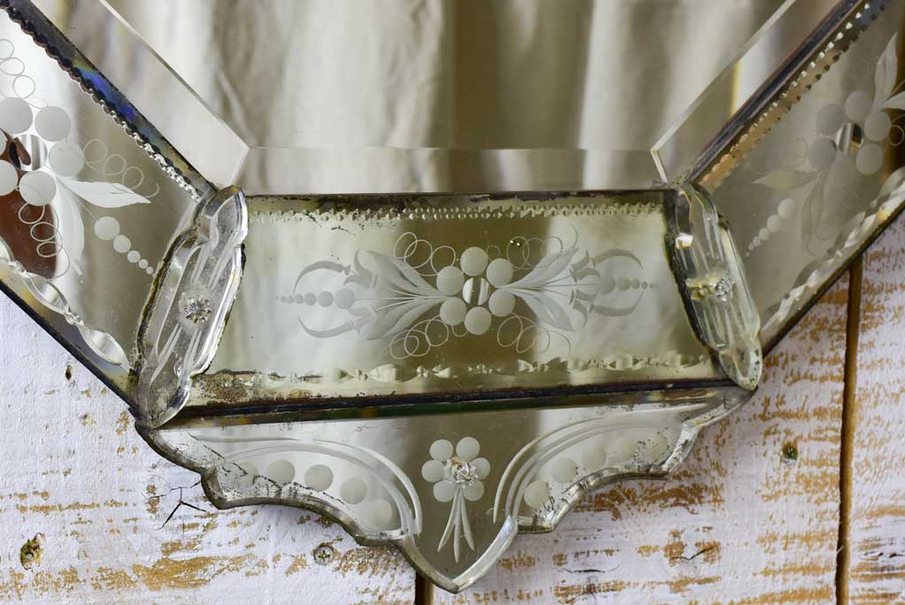 Early 20th Century Venetian mirror with crest 21¼" x 37½"