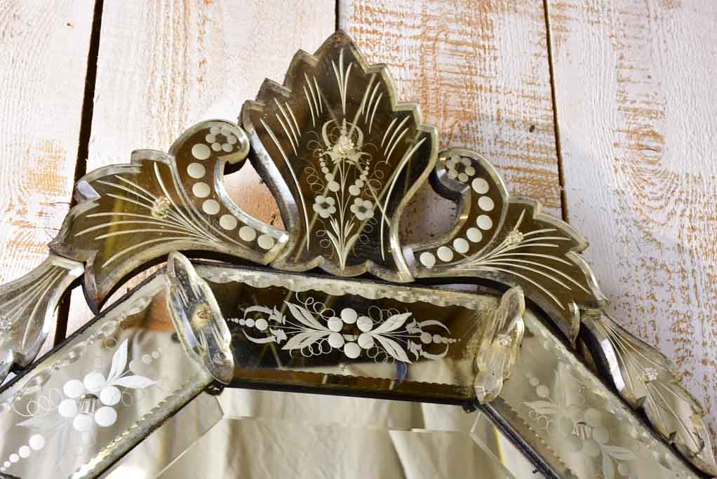 Early 20th Century Venetian mirror with crest 21¼" x 37½"