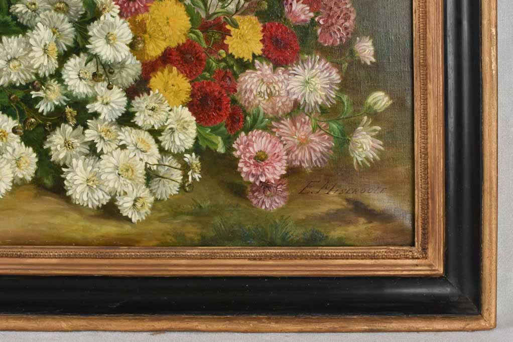 Large 19th century still life with bird fruit & flowers 29½" x 47¼"