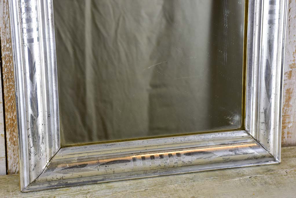 Small mid-19th Century French Louis Philippe mirror with silver frame 17¾" x 22½"