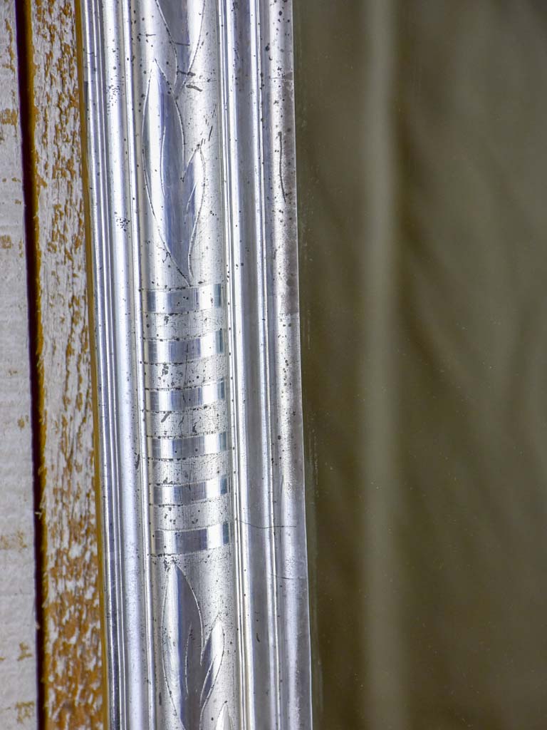 Small mid-19th Century French Louis Philippe mirror with silver frame 17¾" x 22½"