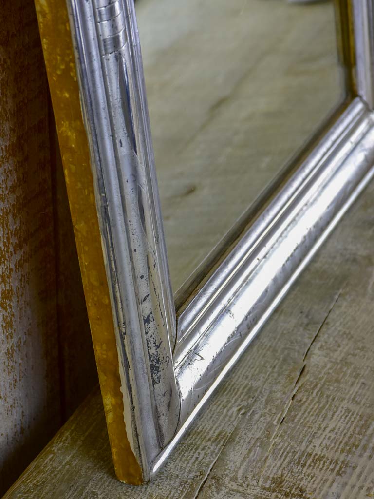 Small mid-19th Century French Louis Philippe mirror with silver frame 17¾" x 22½"