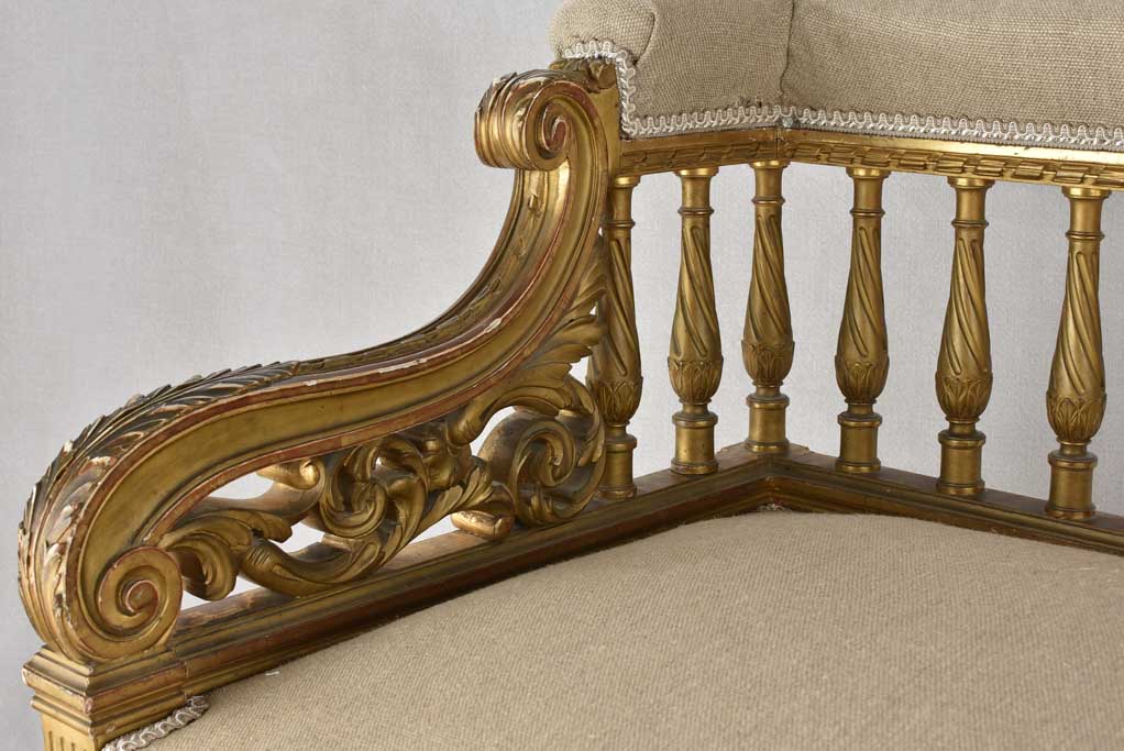 19th century banquette square armchair