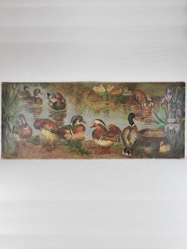 Large late-18th-century painting of bathing ducks - Anonymous 24½" x 59½"