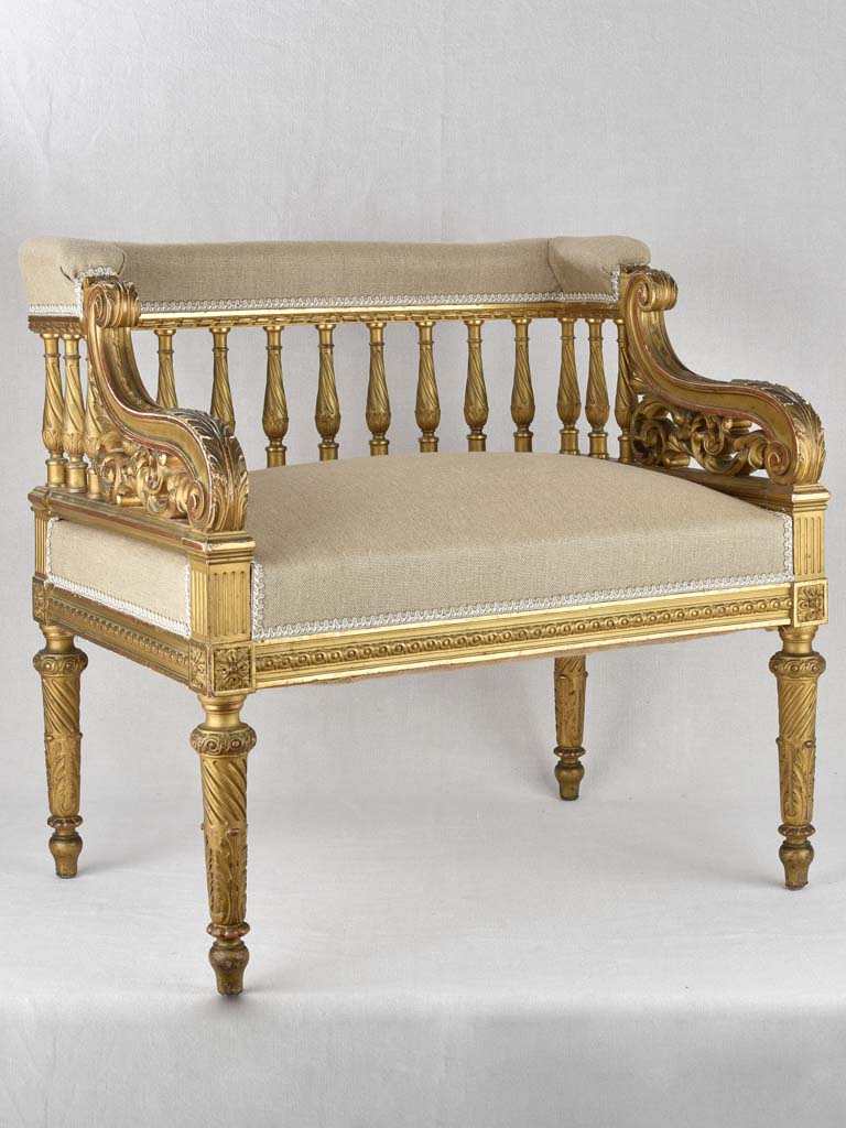 19th century banquette square armchair