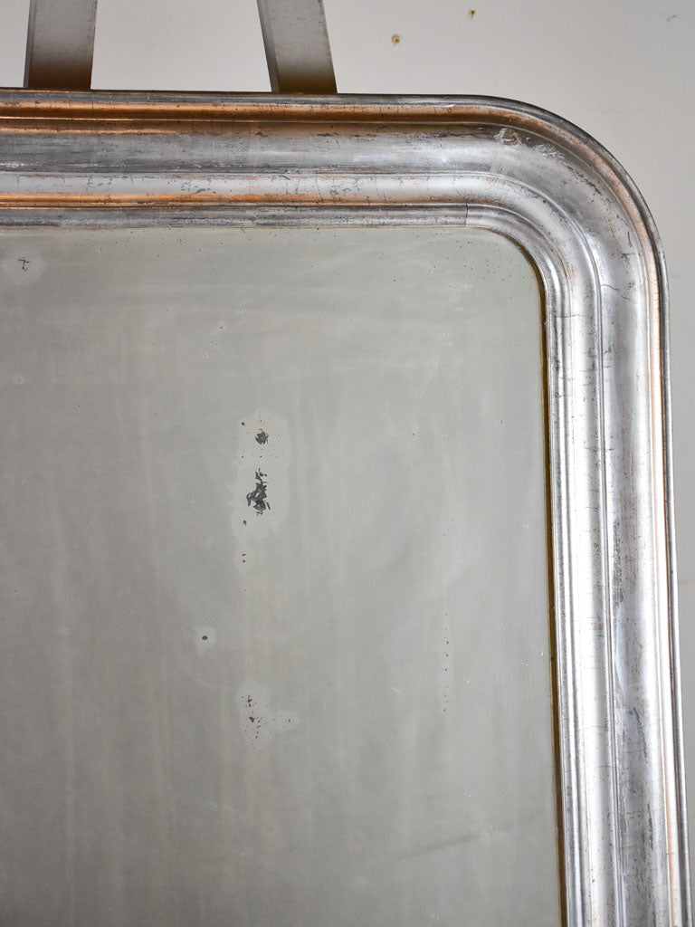 Large antique French Louis Philippe mirror - silver frame 28" x 40½"