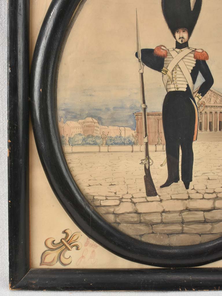 Unique vintage military watercolor art