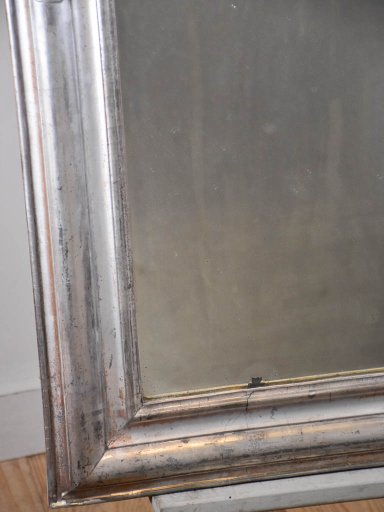 Large antique French Louis Philippe mirror - silver frame 28" x 40½"