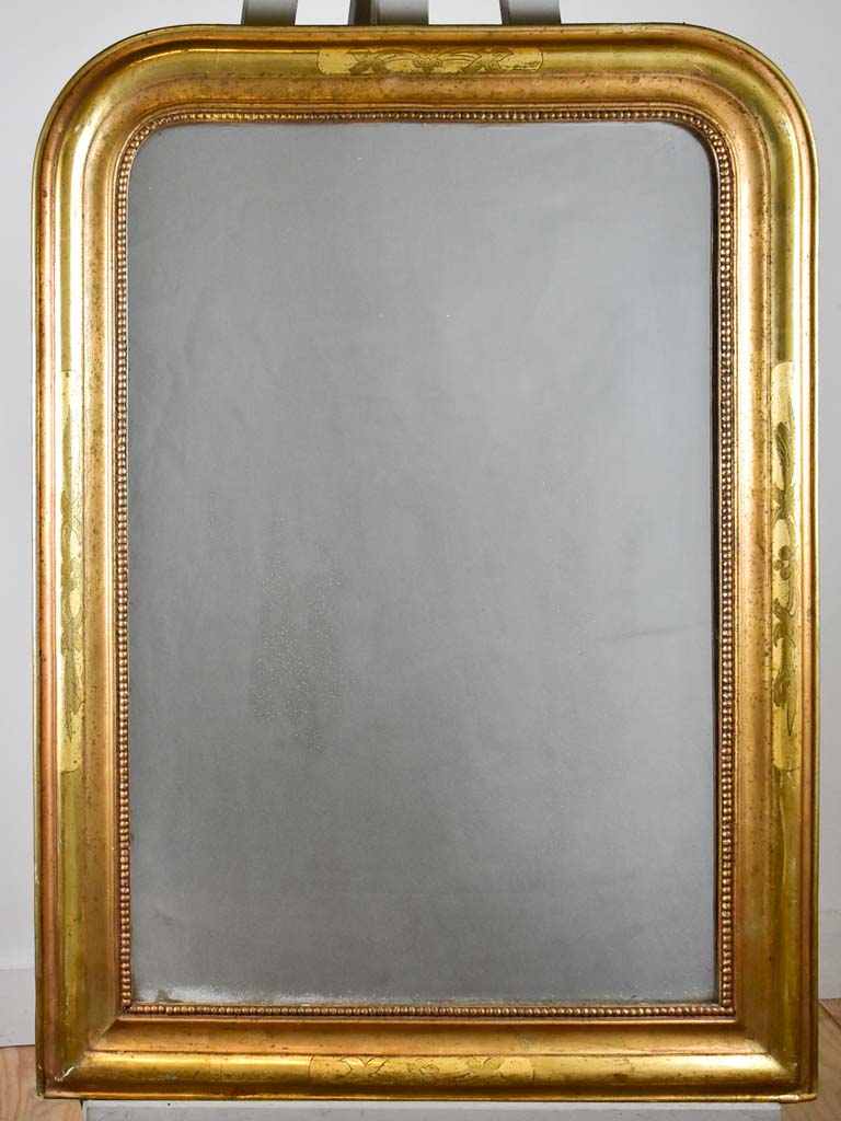 Antique French Louis Philippe mirror with gilt frame and mercury glass 25¼" x 35"
