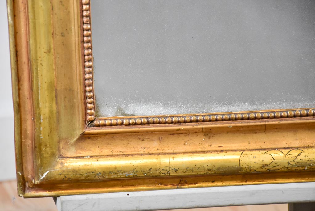Antique French Louis Philippe mirror with gilt frame and mercury glass 25¼" x 35"